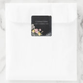 rustige elegant  botanisch karton floraal vierkante sticker (Tas)