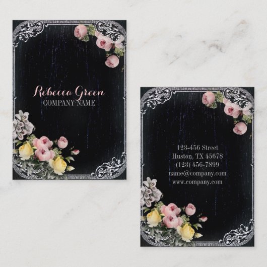 rustige elegant botanisch karton floraal visitekaartje (Voorkant / Achterkant)