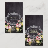 rustige elegant botanisch karton floraal visitekaartje (Voorkant / Achterkant)