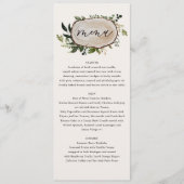 Rustige elegant botanische bruine bruiloft menu (Voorkant)
