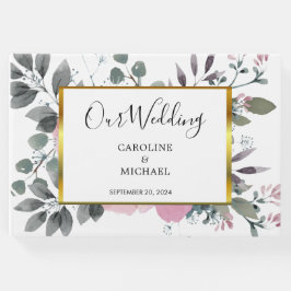 Rustige elegant botanische waterverf floral Weddin Gastenboek