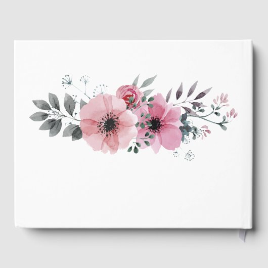 Rustige elegant botanische waterverf floral Weddin Gastenboek (Achterkant)