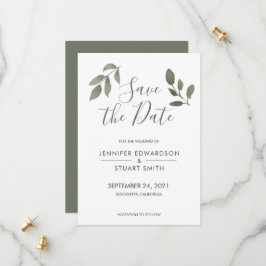 Rustige elegante botanische waterverf verlaat brui save the date