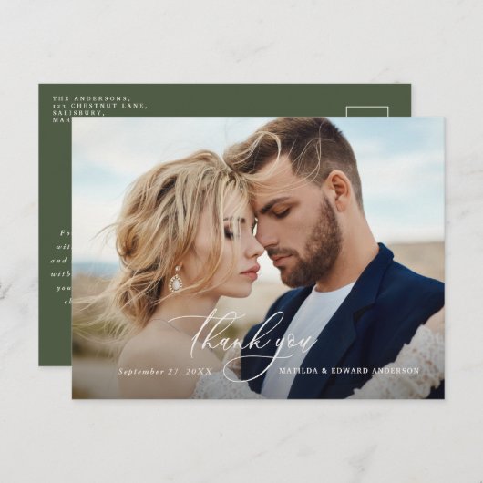 Rustige elegante bruiloft bedankt voor je botanisc uitnodiging briefkaart (Voorkant / Achterkant)