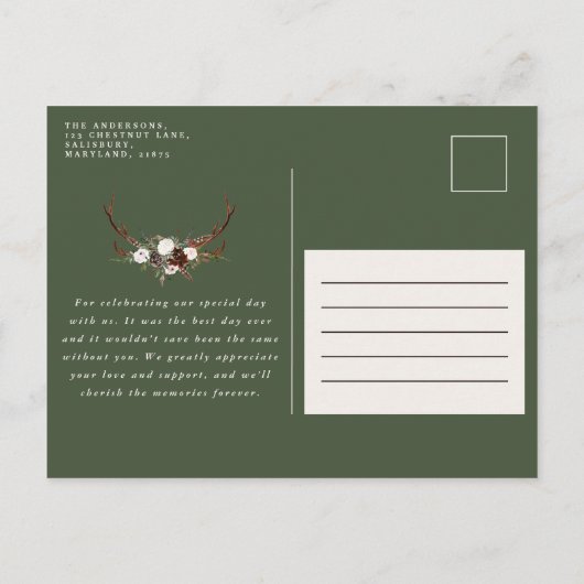 Rustige elegante bruiloft bedankt voor je botanisc uitnodiging briefkaart (Achterkant)