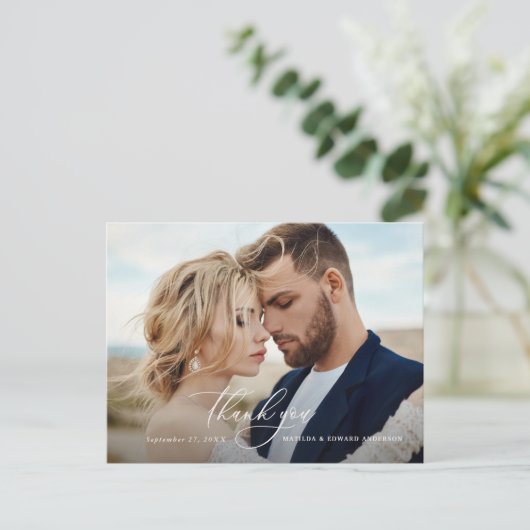 Rustige elegante bruiloft bedankt voor je botanisc uitnodiging briefkaart (Staand voorkant)