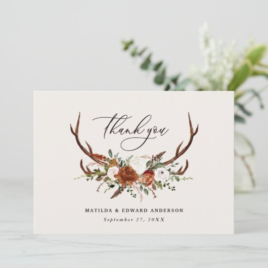 Rustige elegante bruiloft bedankt voor je inzet (Staand voorkant)