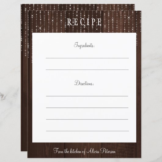 Rustige, elegante bruine schuur, receptkaart (Voorkant / Achterkant)