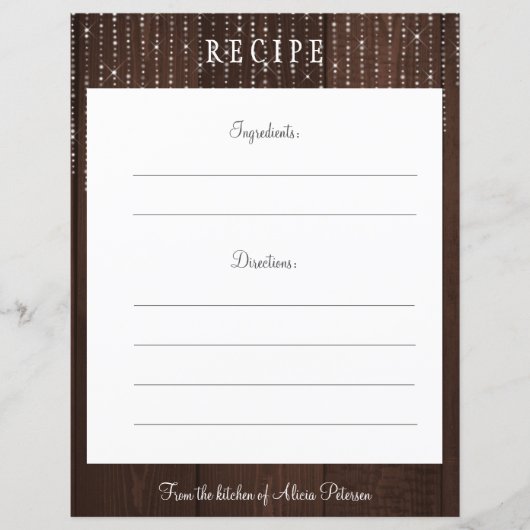 Rustige, elegante bruine schuur, receptkaart (Voorkant)