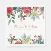 Rustige elegante florale moderne kerstbruiloft servet (Voorkant)