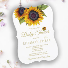 Rustige elegante goudzonnebloemen baby shower zome kaart