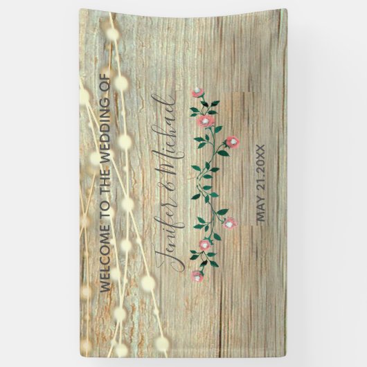 Rustige elegante houten strijklampen rozen spandoek (Verticaal)