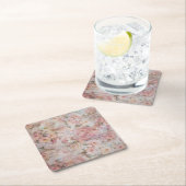 Rustige elegante roze collage bloemtypografie kartonnen onderzetters (Insitu)