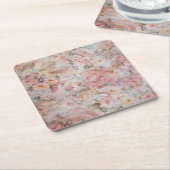 Rustige elegante roze collage bloemtypografie kartonnen onderzetters (Schuin)