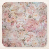 Rustige elegante roze collage bloemtypografie kartonnen onderzetters (Voorkant)