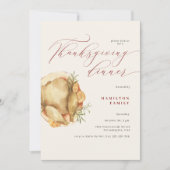 Rustige Elegante Thanksgiving Diner Turkije Kaart (Voorkant)