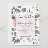 Rustige elegante waterverf floral Save the Date Kaart (Voorkant)