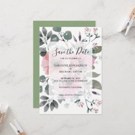 Rustige elegante waterverf floral Save the Date Kaart