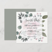 Rustige elegante waterverf floral Save the Date Kaart (Voorkant / Achterkant)