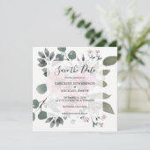 Rustige elegante waterverf floral Save the Date Kaart (Staand voorkant)