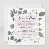 Rustige elegante waterverf floral Save the Date Kaart (Voorkant)