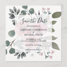 Rustige elegante waterverf floral Save the Date Kaart