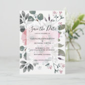 Rustige elegante waterverf floral Save the Date Kaart (Staand voorkant)