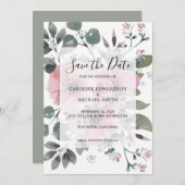 Rustige elegante waterverf floral Save the Date Kaart (Voorkant / Achterkant)