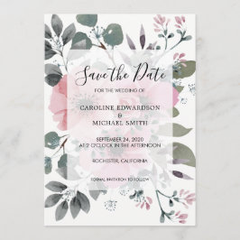Rustige elegante waterverf floral Save the Date Kaart