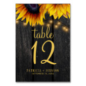 Rustige elegante zonnebloem-valttafel-nummer kaart (Achterkant)