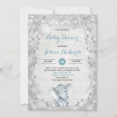 Rustige Elephant Baby shower Invitation Boy Shower Kaart (Voorkant)