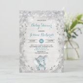 Rustige Elephant Baby shower Invitation Boy Shower Kaart (Staand voorkant)