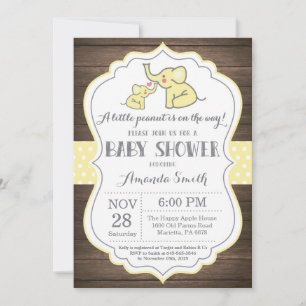 Rustige Elephant Baby shower Invitation Yellow Kaart