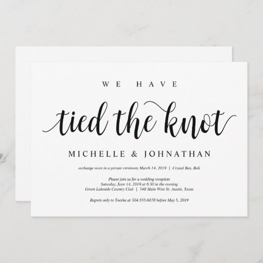 Rustige Elopement Reception Kaart (Voorkant / Achterkant)