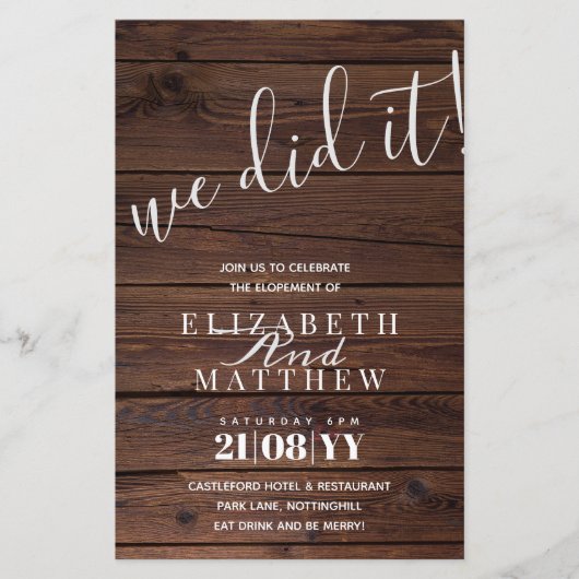 Rustige Elopement Wedding Reception EDIT TEKST (Voorkant)