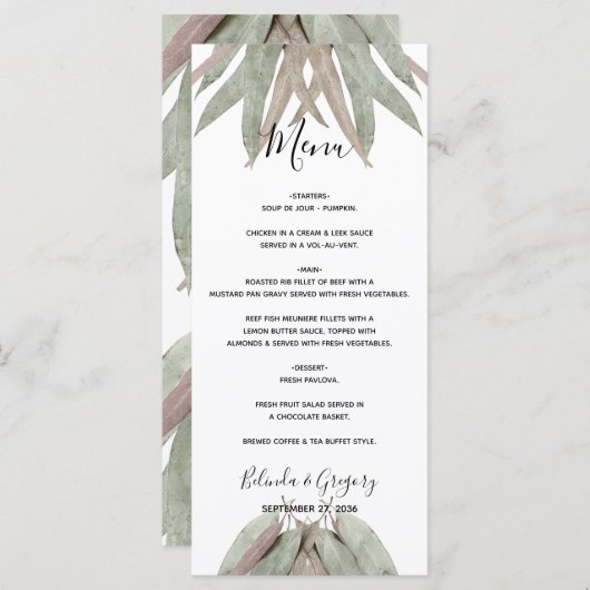 Rustige elyptusbruistocht menu (Voorkant / Achterkant)