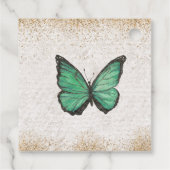Rustige  Emerald Green Gold Butterfly Bedankjes Labels (Achterkant)