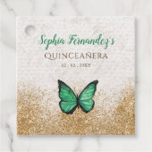 Rustige Emerald Green Gold Butterfly Bedankjes Labels (Voorkant)