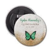 Rustige  Emerald Green Gold Butterfly Button Flesopener (Voorkant)