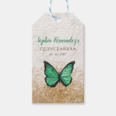 Rustige  Emerald Green Gold Butterfly Cadeaulabel (Voorkant)