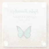 Rustige  Emerald Green Gold Butterfly Glazen Onderzetter (Achterkant)