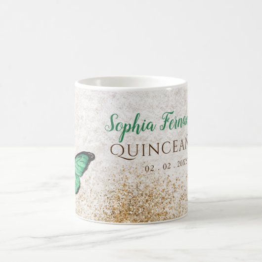 Rustige  Emerald Green Gold Butterfly Koffiemok (Center)