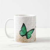 Rustige  Emerald Green Gold Butterfly Koffiemok (Links)