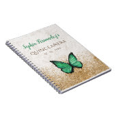 Rustige Emerald Green Gold Butterfly Notitieboek (Rechterzijde)