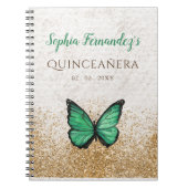 Rustige  Emerald Green Gold Butterfly Notitieboek (Voorkant)