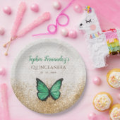 Rustige  Emerald Green Gold Butterfly Papieren Bordje (Feest)