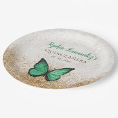 Rustige  Emerald Green Gold Butterfly Papieren Bordje (Gekanteld)