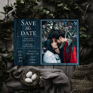 Rustige en eenvoudige foto   Blauw sparen de Datum Save The Date