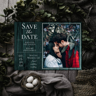 Rustige en eenvoudige foto   Blauwgroen Opslaan va Save The Date