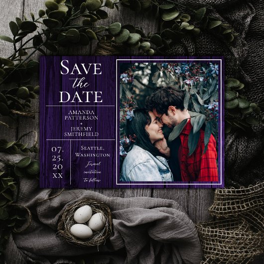 Rustige en eenvoudige foto | Paars Opslaan van dat Save The Date